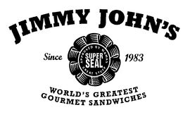 JIMMY JOHN'S WORLD'S GREATEST GOURMET SANDWICHES SINCE 1983 SUPER SEAL GREAT STUFF APPROVED BY MAMAS logo