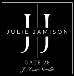JJ JULIE JAMISON GATE 28 J. ROSE SCROLLS logo