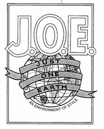 J.O.E. JUST ONE EARTH AN ENVIRONMENT OF STYLE logo