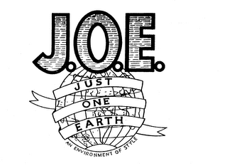 J.O.E. JUST ONE EARTH AN ENVIRONMENT OFSTYLE logo