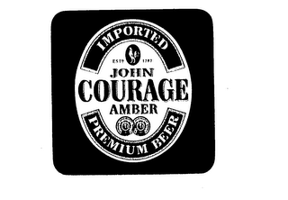 JOHN COURAGE AMBER PREMIUM BEER IMPORTED EST 1787 logo
