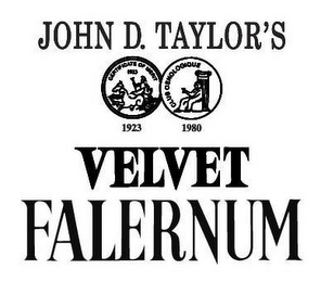 JOHN D. TAYLOR'S VELVET FALERNUM  CERTIFICATE OF MERIT 1923 CLUB OENOLOGIQUE 1980 logo