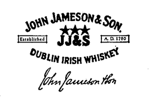 JOHN JAMESON & SON. DUBLIN IRISH WHISKEY ESTABLISHED A.D. 1780 logo
