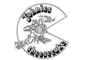 JOHNIES CHEESECAKE "IT'LL KNOCK YOUR SOCKS OFF" J.J.W.J.R. logo