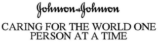 JOHNSON&JOHNSON CARING FOR THE WORLD ONE PERSON AT A TIME logo