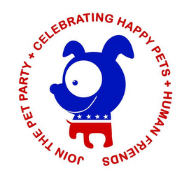 JOIN THE PET PARTY + CELEBRATING HAPPY PETS + HUMAN FRIENDS logo