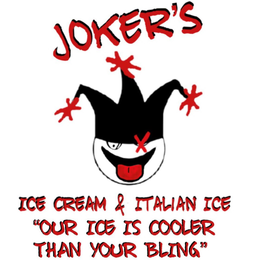 JOKER'S ICE CREAM & ITALIAN ICE "OUR ICE IS COOLER THAN YOUR BLING" logo