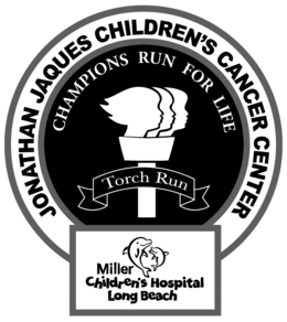 JONATHAN JAQUES CHILDREN'S CANCER CENTER CHAMPIONS RUN FOR LIFE TORCH RUN MILLER CHILDREN'S HOSPITAL LONG BEACH logo