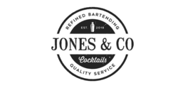 JONES & CO COCKTAILS REFINED BARTENDING EST. 2018 QUALITY SERVICE logo