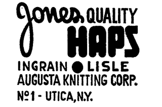 JONES QUALITY HAPS INGRAIN LISLE AUGUSTAKNITTING CORP. NO. 1 UTICA N.Y. logo