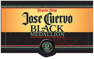 JOSE CUERVO BLACK MEDALLION OAK BARREL SIGNATURE BLEND TEQUILA ANEJO FABRICA LA ROJENA TEQUILA JOSE CUERVO logo
