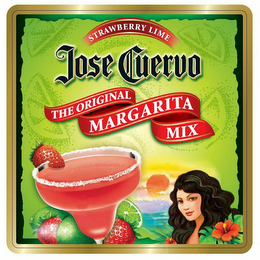 JOSE CUERVO THE ORIGINAL MARGARITA MIX STRAWBERRY LIME logo