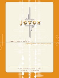 JOVOX SMARTER AUDIO SOLUTIONS. SOLUCIONES DE AUDIO MÁS ELEGANTES. PO BOX 20366 | INDIANAPOLIS, IN 46220 317.590.7971 | WWW.JOVOX.COM logo