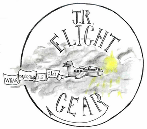 J.R. FLIGHT GEAR WEAR DRESSING IS FLY logo