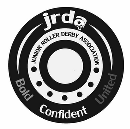 JRDA JUNIOR ROLLER DERBY ASSOCIATION BOLD CONFIDENT UNITED logo