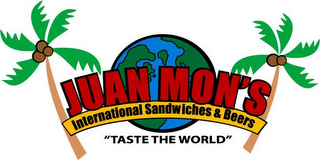 JUAN MON'S INTERNATIONAL SANDWICHES & BEERS "TASTE THE WORLD" logo