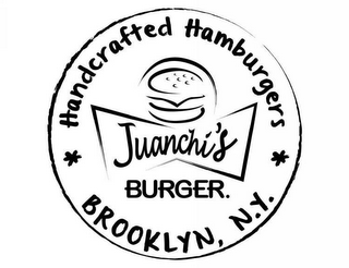 JUANCHI'S BURGER. HANDCRAFTED HAMBURGERS BROOKLYN, N.Y. logo