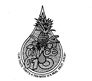 JUICE 10 "THE TASTE THAT'S A TEN WITH 10% REAL FRUIT JUICE!" logo