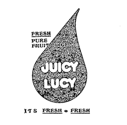 JUICY LUCY IT'S FRESH.FRESH FRESH PURE FRUIT JUICE. logo