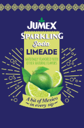 JUMEX SPARKLING SODA LIMEADE NATURALLY FLAVORED WITH OTHER NATURAL FLAVORS A BIT OF MEXICO ~ IN EVERY SIP ~ logo