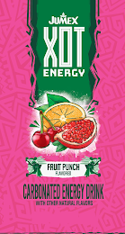 JUMEX XOT ENERGY FRUIT PUNCH FLAVORED CARBONATED ENERGY DRINK WITH OTHER NATURAL FLAVORS logo