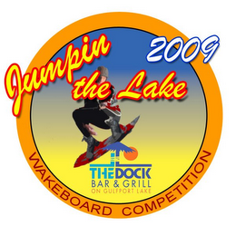 JUMPIN THE LAKE 2009 WAKEBOARD COMPETITION THE DOCK BAR & GRILL ON GULFPORT LAKE logo