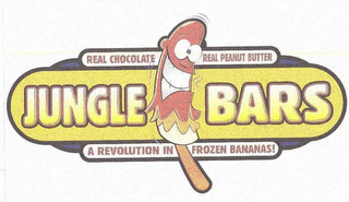 JUNGLE BARS REAL CHOCOLATE REAL PEANUT BUTTER A REVOLUTION IN FROZEN BANANAS! logo