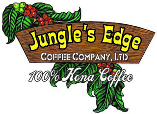 JUNGLE'S EDGE COFFEE COMPANY, LTD. 100%KONA COFFEE logo