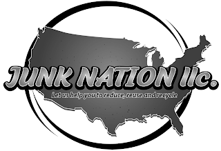JUNK NATION LLC. LET US HELP YOU TO REDUCE, REUSE AND RECYCLE logo