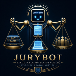 JURYBOT LAW FACTS EVIDENCE TRUTH PEOPLE JURYBOT EXECUTABLE INTELLIGENCE (EI) - EVIDENCE. REASON. JUSTICE. - logo