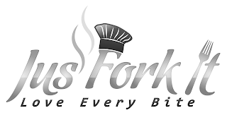 JUS FORK IT LOVE EVERY BITE logo