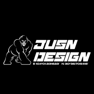 JUSN DESIGN  E 104°01.931623' N30°36.709416' logo