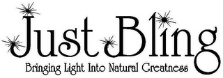 JUST BLING BRINGING LIGHT INTO NATURAL GREATNESS logo