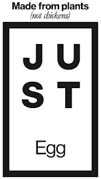 JUST EGG MADE FROM PLANTS NOT CHICKENS logo