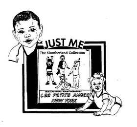 JUST ME THE SLUMBERLAND COLLECTION EDUCATIONAL BABYWEAR BY LES PETITS ANGES NEW YORK logo