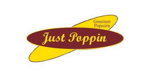 JUST POPPIN GOURMET POPCORN logo