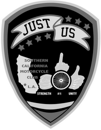 JUST US SOUTHERN CALIFORNIA MOTORCYCLE CLUB L.A. STRENGTH #1 UNITY logo