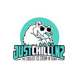 JUSTCHILLN2 THE COOLEST ICE CREAM IN TOWN logo