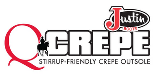 JUSTIN BOOTS QCREPE STIRRUP-FRIENDLY CREPE OUTSOLE logo