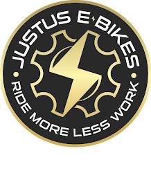 JUSTUS E BIKES RIDE MORE LESS WORK logo