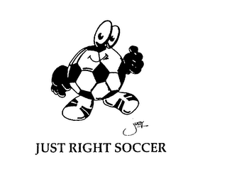 JUSTY JUST RIGHT SOCCER logo