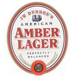 JW DUNDEE'S AMERICAN AMBER LAGER PERFECTLY BALANCED JWD logo