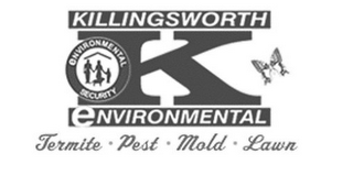 K KILLINGSWORTH ENVIRONMENTAL ENVIRONMENTAL SECURITY TERMITE PEST MOLD LAWN logo