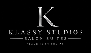 K KLASSY STUDIOS SALON SUITES KLASS IS IN THE AIR logo