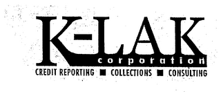 K-LAK CORPORATION CREDIT REPORTING COLLECTIONS CONSULTING logo