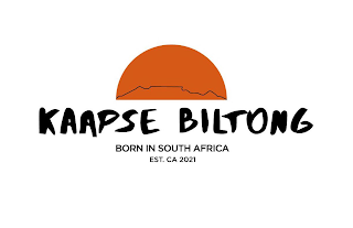 KAAPSE BILTONG BORN IN SOUTH AFRICA EST. CA 2021 logo