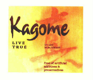 KAGOME LIVE TRUE FREE OF ARTIFICAL ADDITIVES & PRESERVATIVES logo