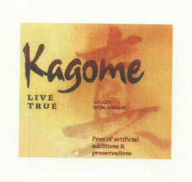KAGOME LIVE TRUE FREE OF ARTIFICIAL ADDITIVES & PRESERVATIVES logo