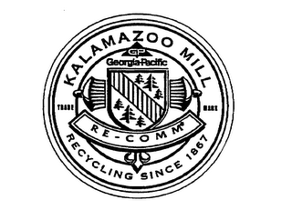 KALAMAZOO MILL RECYCLING PAPER SINCE 1867 GEORGIA-PACIFIC RE-COMM logo