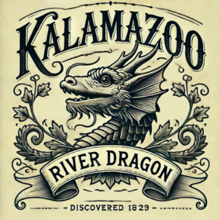 KALAMAZOO RIVER DRAGON DISCOVERED 1829 logo